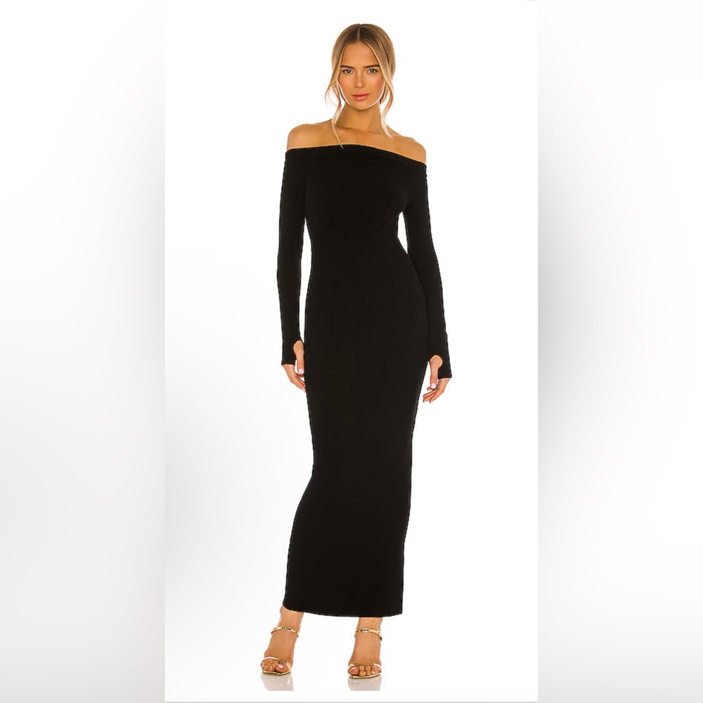 REVOLVE Off Shoulder Bodycon Maxi Dress in Black
